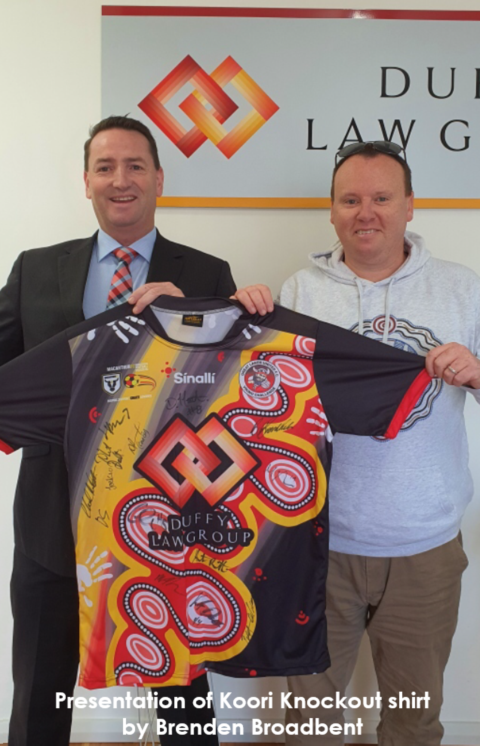 Koori Knockout Presentation of shirt by Brenden Broadbent